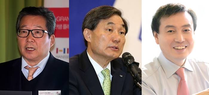 (왼쪽부터)최양하 한샘 회장, 이재경 두산 부회장, 차석용 LG생활건강 부회장. 