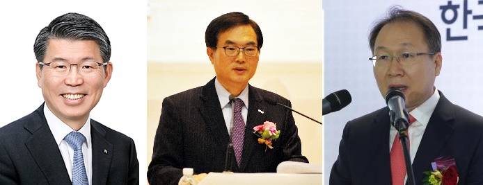 (왼쪽부터)은성수 수출입은행장, 조용만 조폐공사 사장, 이원식 재정정보원장. 출처: 각 공공기관 