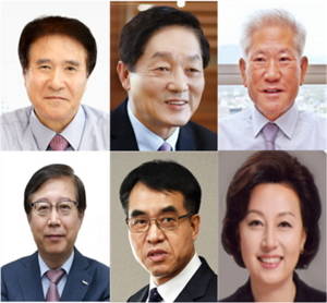 (왼쪽 상단부터 시계방향으로)민병욱 한국언론진흥재단 이사장, 한우성 재외동포재단 이사장, 이영덕 한국데이터진흥원장, 신은경 한국청소년활동진흥원 이사장, 류재림 한국영상자료원장, 김석환 한국인터넷진흥원장(사진=기관별 홈페이지) 
