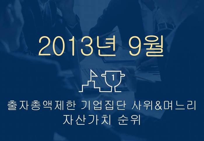 2013년 9월 출자총액제한 기업집단 사위 & 며느리 자산가치 순위