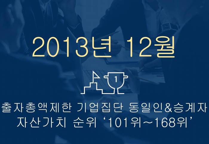 2013년 12월 출자총액제한 기업집단 동일인 & 승계자 자산가치 순위 (101~168위)