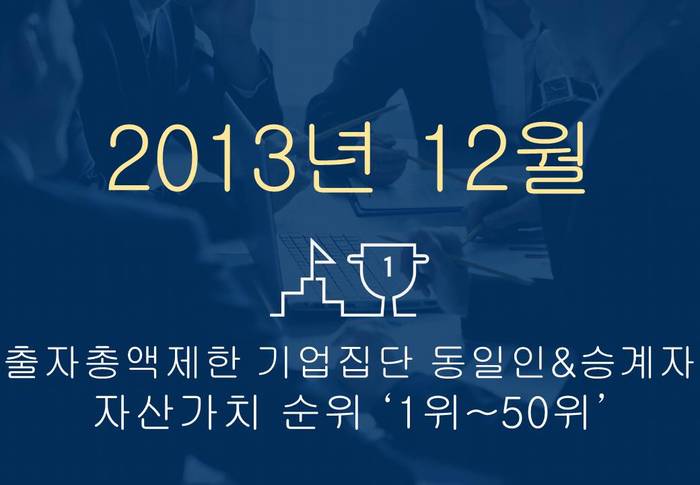 2013년 12월 출자총액제한 기업집단 동일인 & 승계자 자산가치 순위 (1~50위)