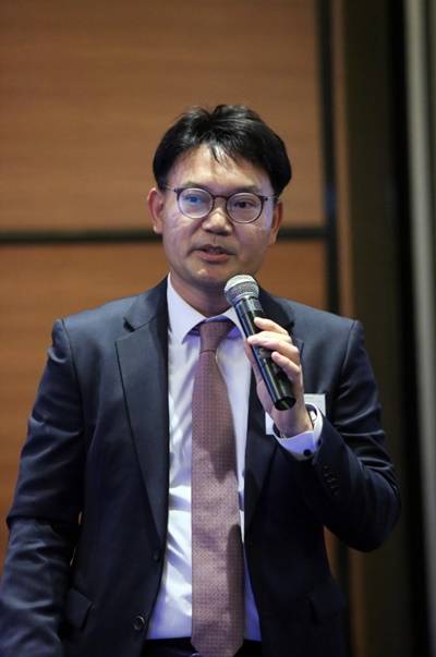 22일 여의도 소재 콘래드 서울에서 ‘사회적 가치 실현을 통한 新성장동력’을 주제로 열린 ‘제5회 딜로이트-CEO스코어 정책포럼’에서 박주근 CEO스코어 대표가 발언 중이다. 