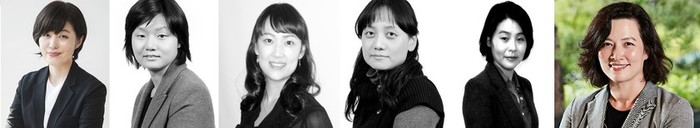 (왼쪽부터) 스튜디오드래곤 최진희 대표, CJ제일제당 정효영 상무, CJ프레시웨이 배수영 상무, CJ CGV 박정신 상무, CJ주식회사 이상주 상무, E&M부문 미국사업담당 COO 안젤라 킬로렌. 사진=CJ그룹 