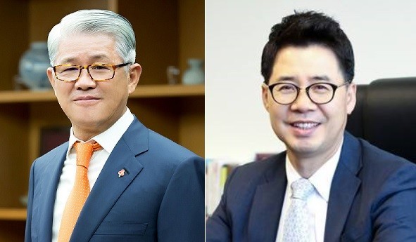 (좌) 최신원 회장, (우)박상규 사장. 사진=SK네트웍스 