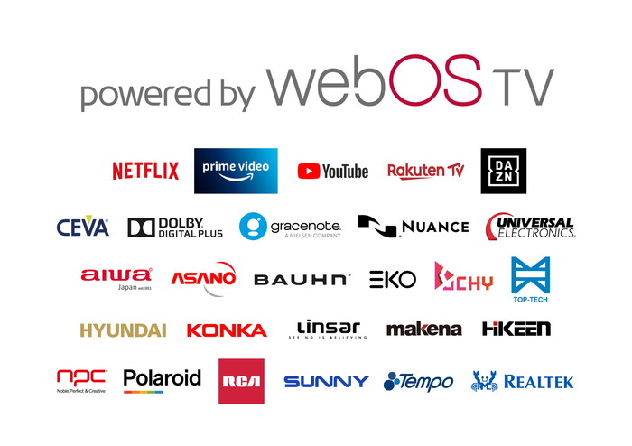 LG전자가 웹OS 플랫폼 공급을 위해 협력하고 있는 글로벌 콘텐츠·기술 솔루션 파트너사 로고<사진=LG전자> 