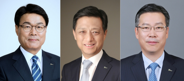 (왼쪽부터) 최정우 회장, 김학동 부회장, 전중선 사장