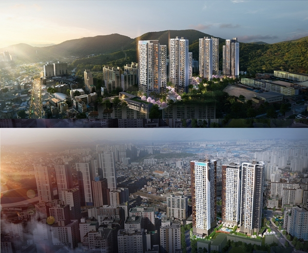 인천 뉴서울아파트(위)·현대아파트(아래) 재건축 조감도. <사진제공=SK에코플랜트>