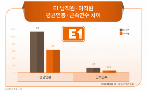 E1, 여직원 연봉 남직원의 58% 수준…양성평등 '미흡'