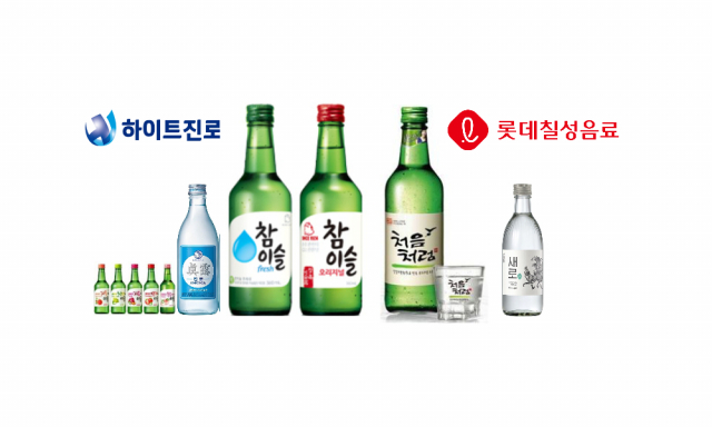 하이트진로, 롯데칠성음료의 대표 소주 제품들 <사진제공=각 사>