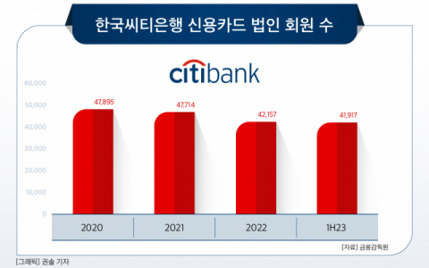 [그래픽] 한국씨티은행 신용카드 법인 회원 수