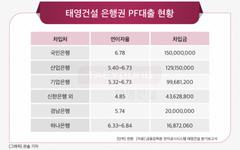 [그래픽] 태영건설 은행권 PF대출 현황