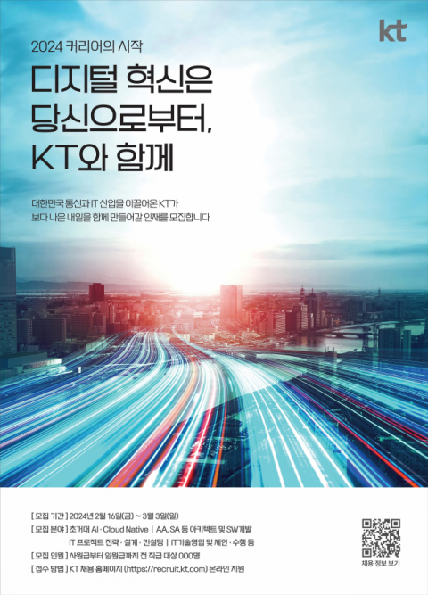 KT그룹, 전 직급 대규모 공채&hellip;&ldquo;AI&middot;클라우드 등 중추 인력 확보&rdquo;