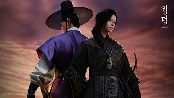'킹덤: 왕가의 피' 게임에서 만나볼 수 있는 캐릭터인 이창(좌측)과 아신 캐릭터 <출처=액션스퀘어>