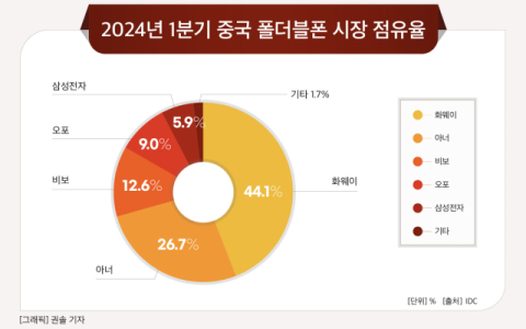 [그래픽] 2024년 1분기 중국 폴더블폰 시장 점유율