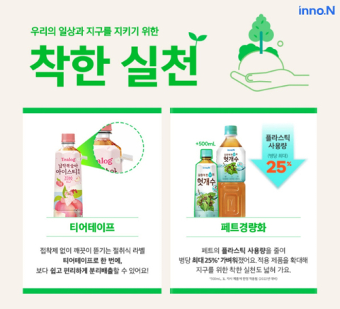 HK이노엔, 헛개수·새싹보리 등 음료 페트 무게 10% 감축