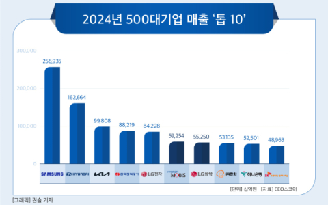 [그래픽] 2024년 500대기업 매출 &lsquo;톱 10&rsquo;