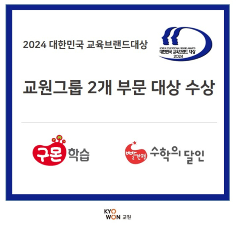 교원그룹, &lsquo;2024 대한민국 교육브랜드 대상&rsquo; 2개 부문 수상