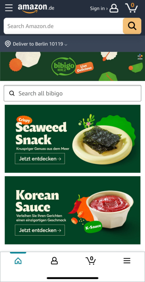 CJ제일제당, 독일 아마존에 &lsquo;비비고 스토어&rsquo; 공식 입점