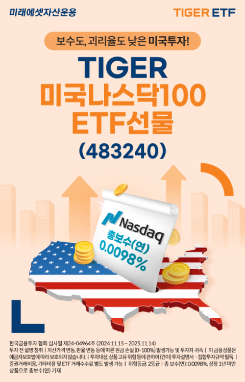 미래에셋운용, &lsquo;TIGER 미국나스닥100ETF선물 ETF&rsquo; 신규 상장