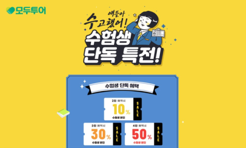 모두투어, 수험생 반값 할인 프로모션 진행