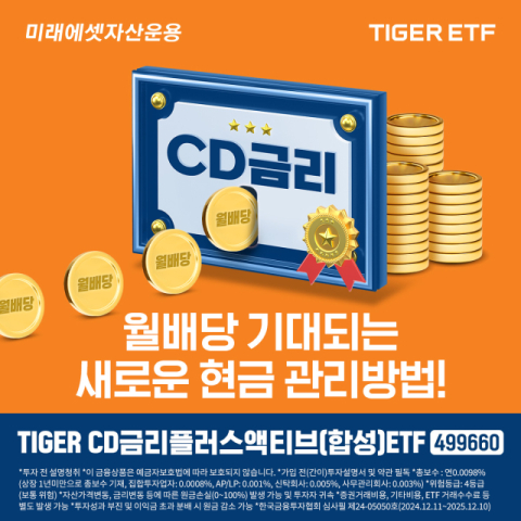 미래에셋운용, &lsquo;CD금리플러스액티브 ETF&rsquo; 신규 상장