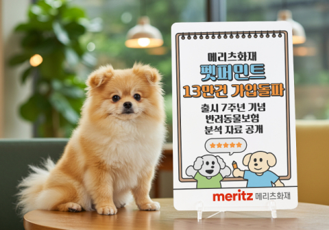 메리츠화재, &lsquo;펫퍼민트&rsquo; 출시 7년 만 가입 13만건 돌파