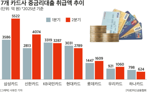삼성&middot;신한카드 &lsquo;쑥&rsquo;&hellip;중금리대출 1분기 만에 3천억 급증 이유는