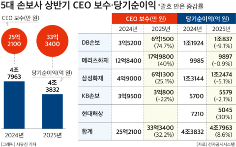 실적 흉작에 손보사 CEO연봉 대거 줄어들 전망&hellip;DB손보 조정폭 가장 클 듯