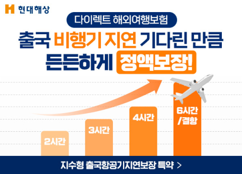 현대해상, 지수형 출국 항공기 지연 보장 특약 출시