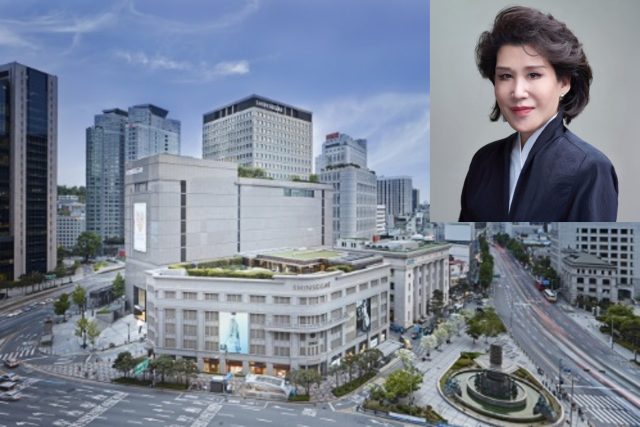 서울 중구에 위치한 신세계백화점 본점 전경과 정유경 신세계 회장. <자료제공=신세계백화점>