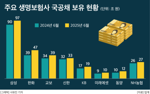 생보사, 국공채 매입에 30조 더 쏟았다&hellip;증가폭 DB&middot;보유량은 삼성생명 &lsquo;최다&rsquo;
