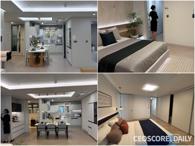 12일 서울 강남구 일대 자이갤러리에 마련된 역삼센트럴자이의 전용 84㎡A(위)와 122㎡ 유닛 모습.<사진=박수연 기자>