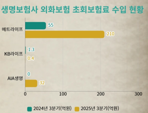 고환율에 외화보험 수입 186억 &uarr;&hellip;KB라이프 주춤&middot;메트라이프 약진