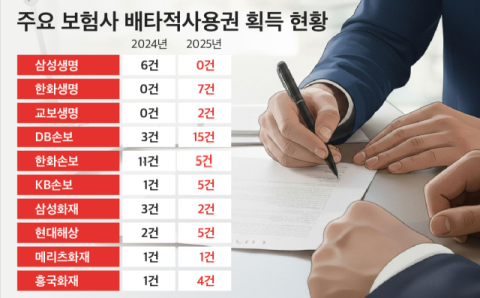 보험사 배타적사용권 신청 67% 급증&hellip;DB손보, &lsquo;15전 15승&rsquo; 1위