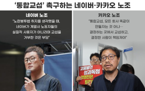 네이버&middot;카카오, &lsquo;통합교섭&rsquo; 목소리 더 거세진다&hellip;&ldquo;수익&middot;인력구조 다 다른데&rdquo; 갈등 장기화 우려