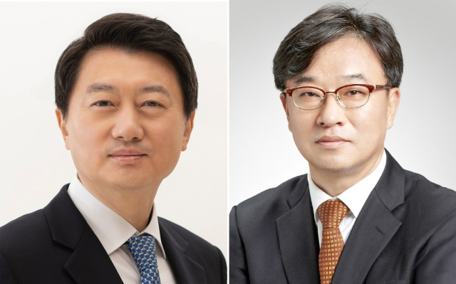(왼쪽부터) 장호진 현대지에프홀딩스 대표이사 부회장, 박홍진 현대그린푸드 대표이사 부회장. <사진제공=현대백화점그룹>